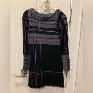 Nanette Lepore plaid sweater dress with button size xs